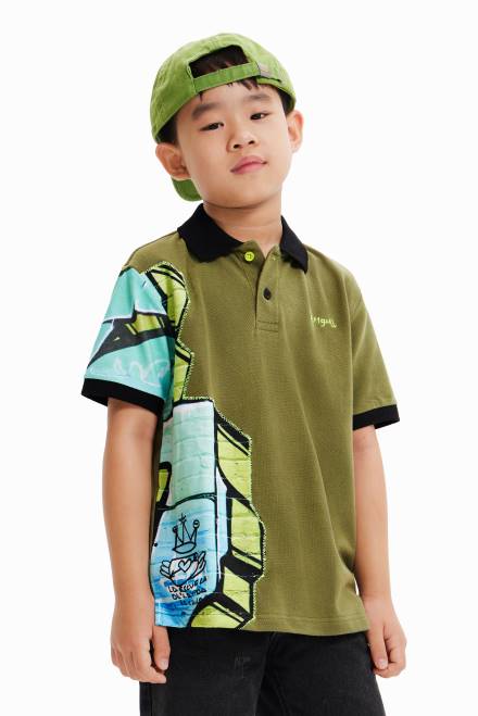Graffiti short-sleeve polo shirt Desigual Boy 2ZPR1795 Clothing