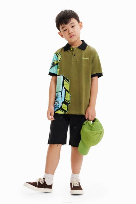 Graffiti short-sleeve polo shirt Desigual Boy 2ZPR1795 Clothing