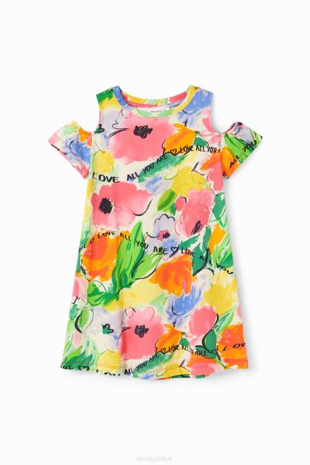 Cut-out floral T-shirt dress Desigual Girl 2ZPR1867 Clothing