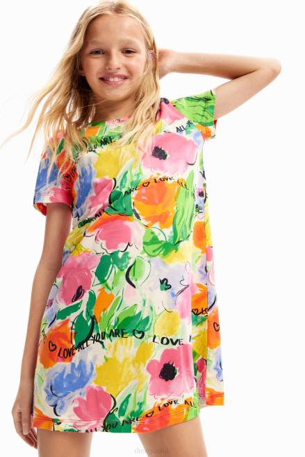 Cut-out floral T-shirt dress Desigual Girl 2ZPR1867 Clothing
