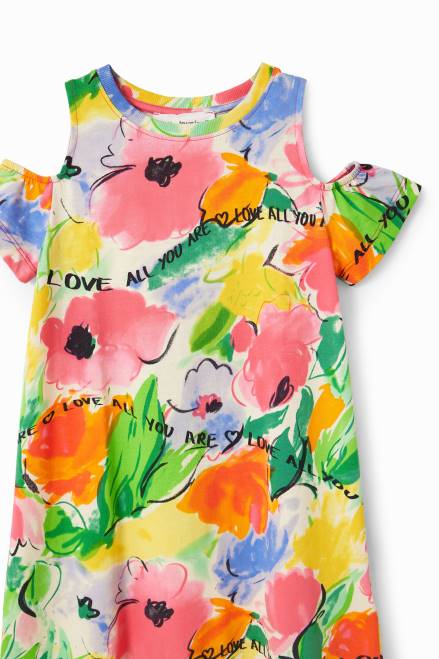 Cut-out floral T-shirt dress Desigual Girl 2ZPR1867 Clothing