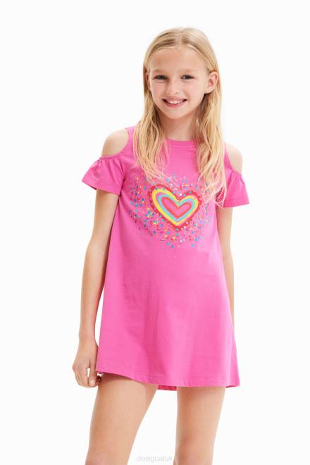 Heart cut-out T-shirt dress Desigual Girl 2ZPR1846 Clothing