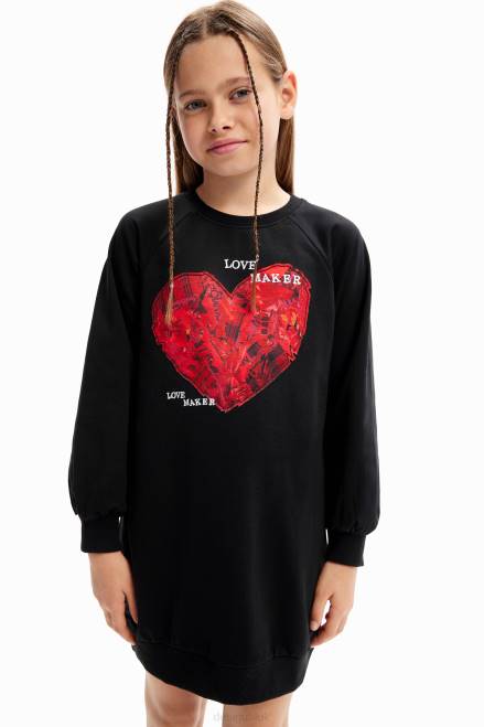 Heart sweatshirt dress Desigual Girl 2ZPR1851 Clothing