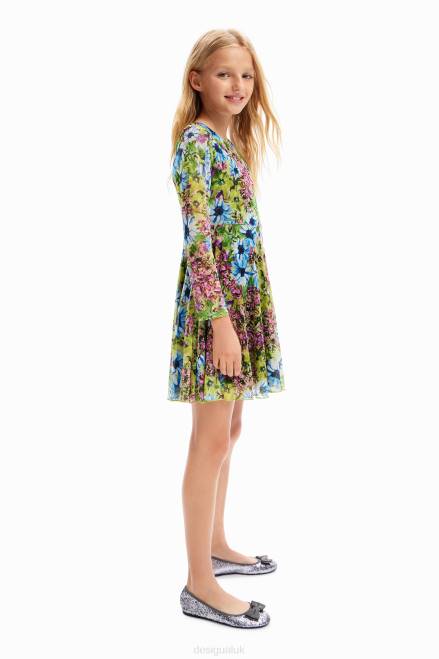 Long-sleeve tulle floral dress Desigual Girl 2ZPR1799 Clothing