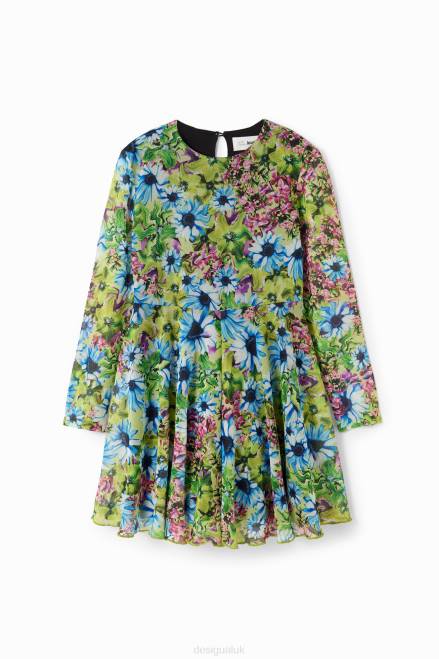 Long-sleeve tulle floral dress Desigual Girl 2ZPR1799 Clothing