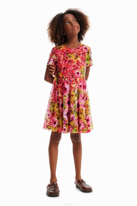Tulle flower dress Desigual Girl 2ZPR1841 Clothing