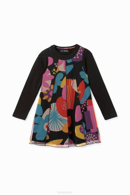 Tulle print dress Desigual Girl 2ZPR1760 Clothing