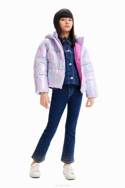 Iridescent quilted jacket Desigual Girl 2ZPR1777 Clothing