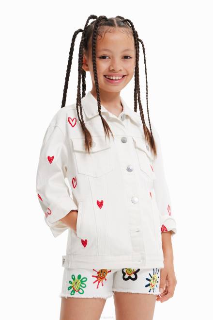 Oversize heart denim jacket Desigual Girl 2ZPR1825 Clothing