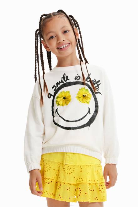 Smiley flower sweatshirt Desigual Girl 2ZPR1148 Clothing