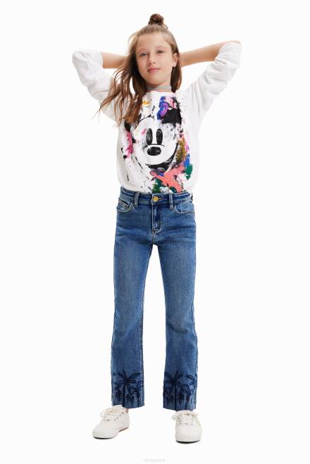 Embroidered long flare jeans Desigual Girl 2ZPR1854 Clothing