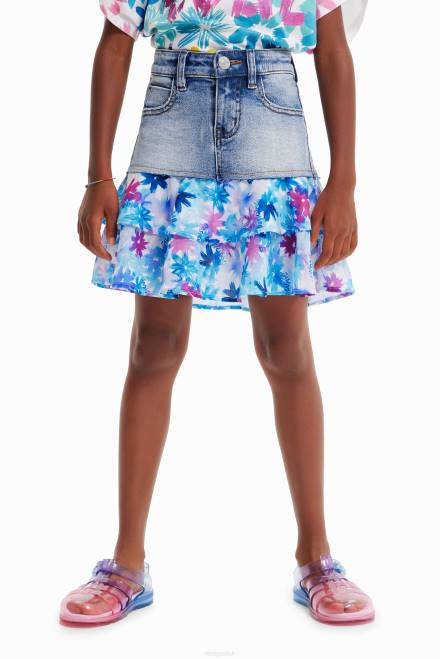 Floral ruffle denim mini skirt Desigual Girl 2ZPR1788 Clothing