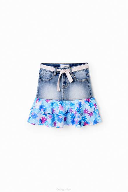 Floral ruffle denim mini skirt Desigual Girl 2ZPR1788 Clothing