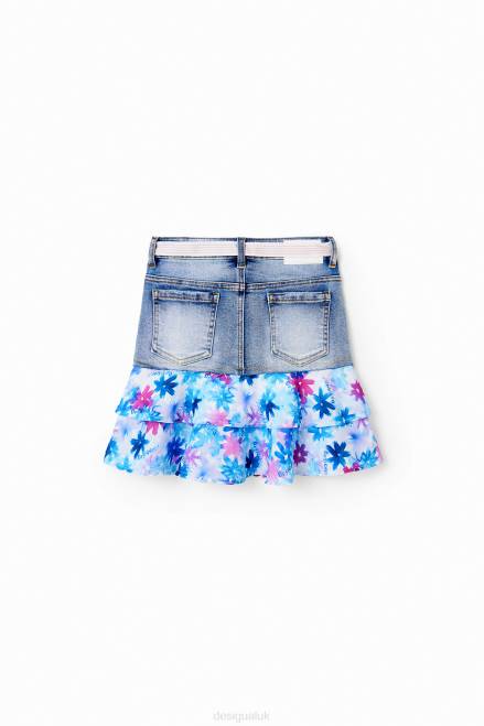 Floral ruffle denim mini skirt Desigual Girl 2ZPR1788 Clothing