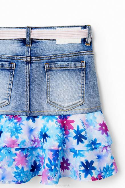 Floral ruffle denim mini skirt Desigual Girl 2ZPR1788 Clothing
