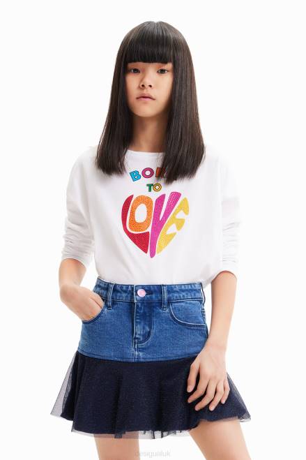 Glossy ruffle denim mini skirt Desigual Girl 2ZPR1717 Clothing