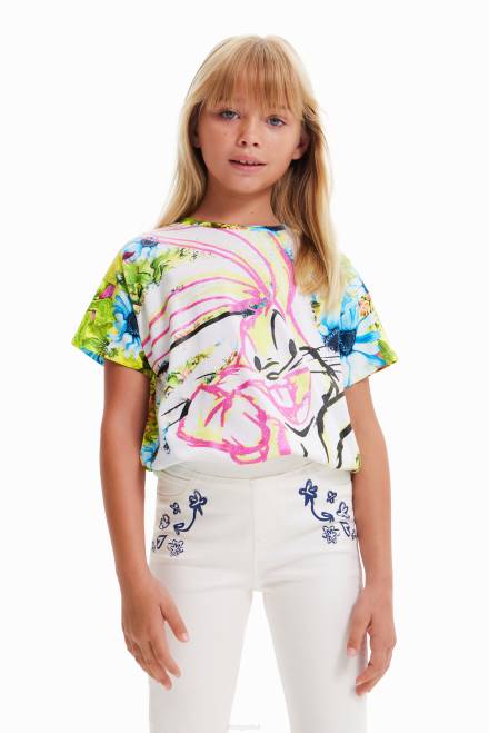 Floral Bugs Bunny T-shirt Desigual Girl 2ZPR1763 Clothing