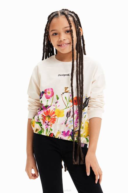 Puff-sleeve floral T-shirt Desigual Girl 2ZPR1723 Clothing