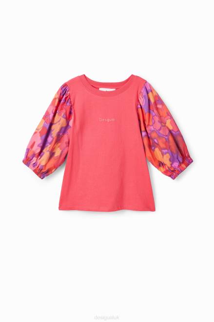 Puff-sleeve floral T-shirt Desigual Girl 2ZPR1739 Clothing