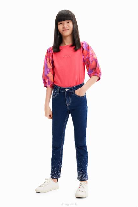 Puff-sleeve floral T-shirt Desigual Girl 2ZPR1739 Clothing