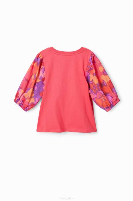 Puff-sleeve floral T-shirt Desigual Girl 2ZPR1739 Clothing
