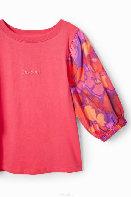 Puff-sleeve floral T-shirt Desigual Girl 2ZPR1739 Clothing