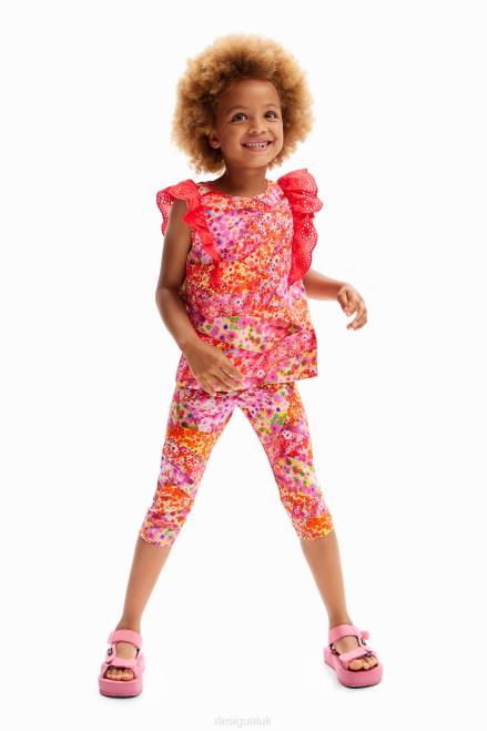 Ruffled floral T-shirt Desigual Girl 2ZPR1729 Clothing