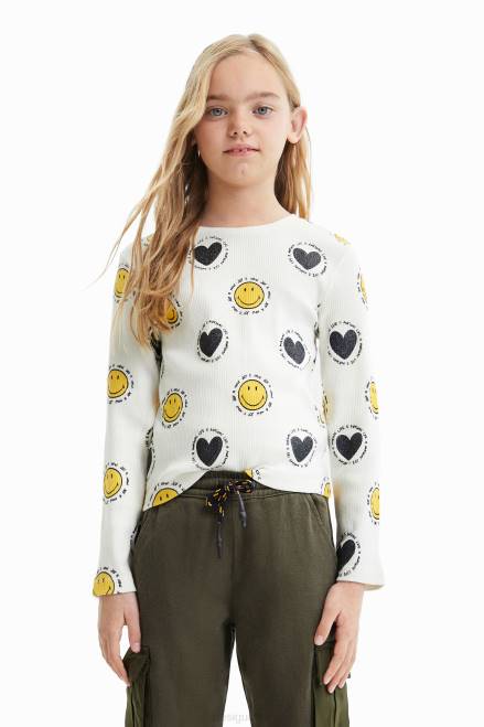 Smiley and hearts T-shirt Desigual Girl 2ZPR1808 Clothing