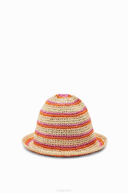 Striped raffia bucket hat Desigual Women 2ZPR569 Accessory