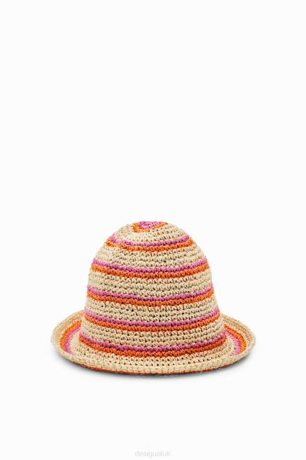 Striped raffia bucket hat Desigual Women 2ZPR569 Accessory