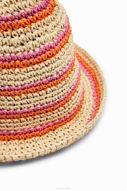 Striped raffia bucket hat Desigual Women 2ZPR569 Accessory