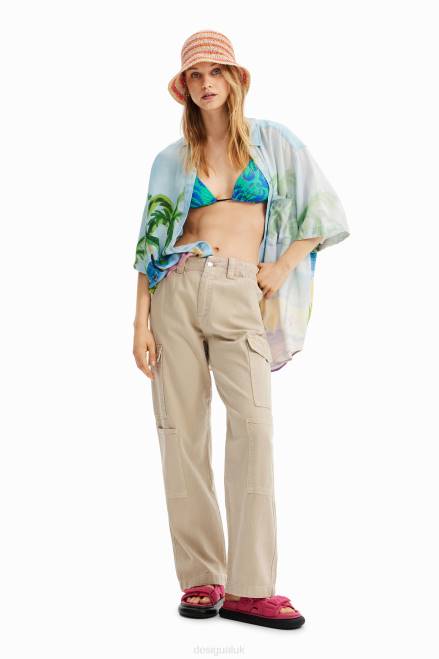 Striped raffia bucket hat Desigual Women 2ZPR569 Accessory