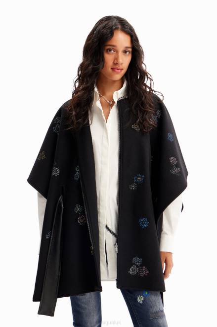 Embroidered belted poncho Desigual Women 2ZPR1417 Accessory