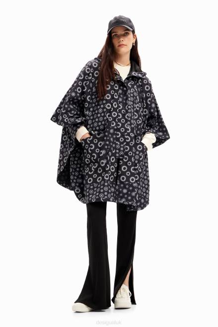 Geometric hooded raincoat Desigual Women 2ZPR1434 Accessory