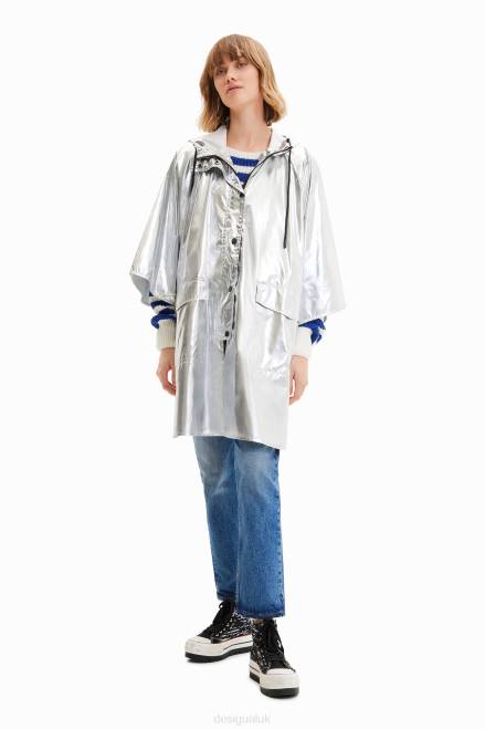Metallic laminated rain poncho Desigual Women 2ZPR570 Accessory