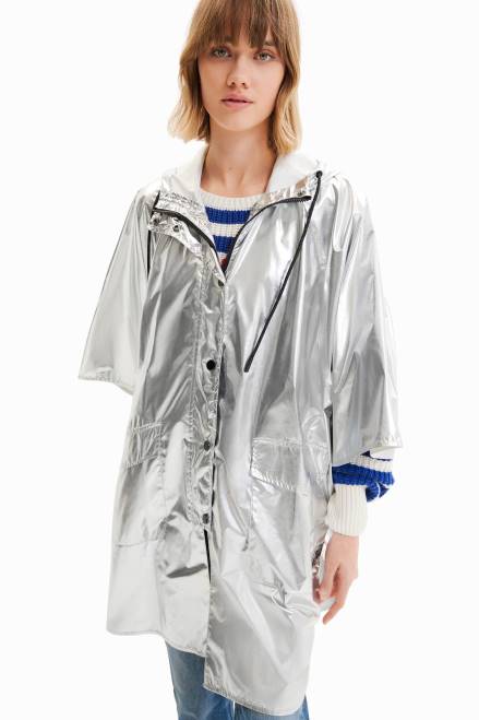 Metallic laminated rain poncho Desigual Women 2ZPR570 Accessory