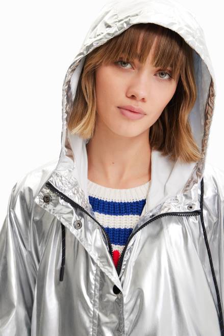 Metallic laminated rain poncho Desigual Women 2ZPR570 Accessory