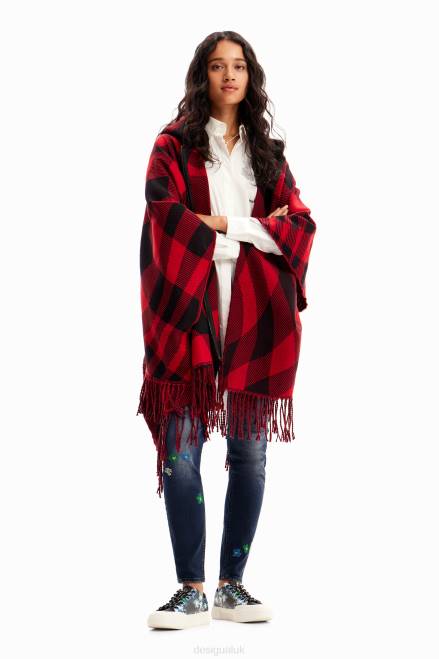 Plaid hooded poncho Desigual Women 2ZPR1448 Accessory