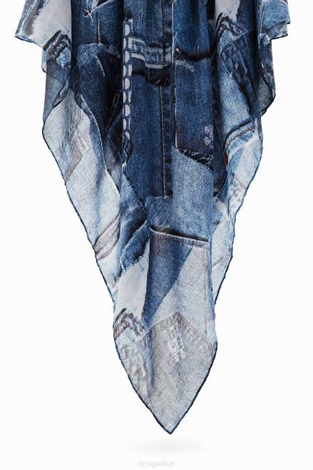 Denim patchwork rectangular foulard Desigual Women 2ZPR230 Accessory