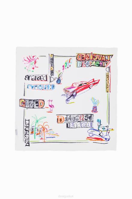 Illustration square scarf Desigual Women 2ZPR547 Accessory