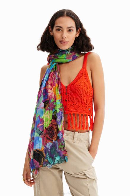 Rectangular crinkled floral foulard Desigual Women 2ZPR562 Accessory
