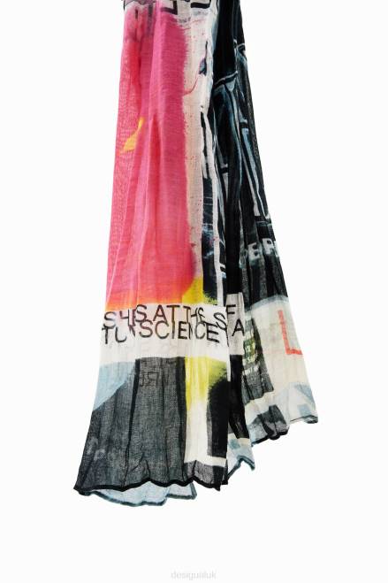 Rectangular crinkled newspaper foulard Desigual Women 2ZPR338 Accessory