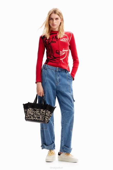 Midsize canvas text bag Desigual Women 2ZPR1217 Accessory