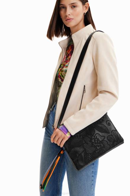 Midsize crossbody bag with embroidered flowers Desigual Women 2ZPR1296 Accessory