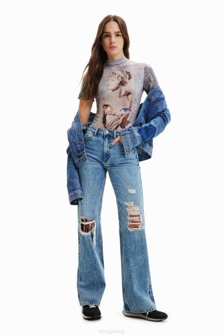 Metallic knit bodysuit Desigual Women 2ZPR866 Clothing