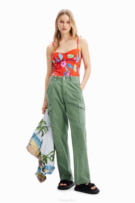 Tropical strappy corset bodysuit Desigual Women 2ZPR514 Clothing