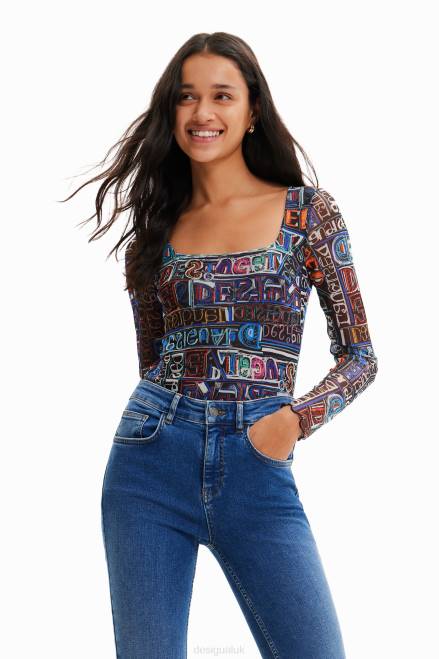 Tulle arty logo bodysuit Desigual Women 2ZPR335 Clothing