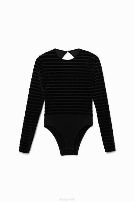 Velvety striped slim bodysuit Desigual Women 2ZPR558 Clothing