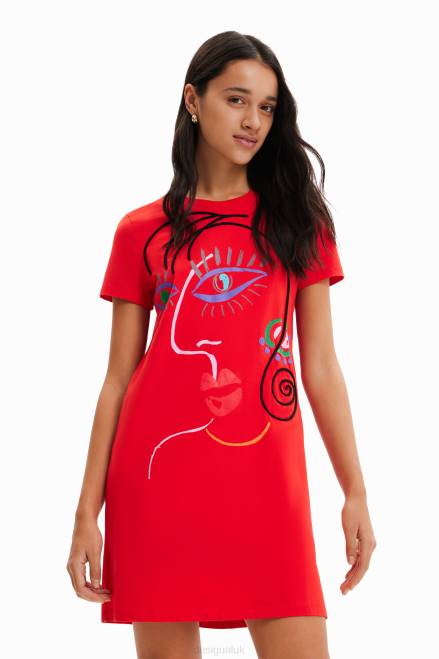 Arty face T-shirt dress Desigual Women 2ZPR945 Clothing