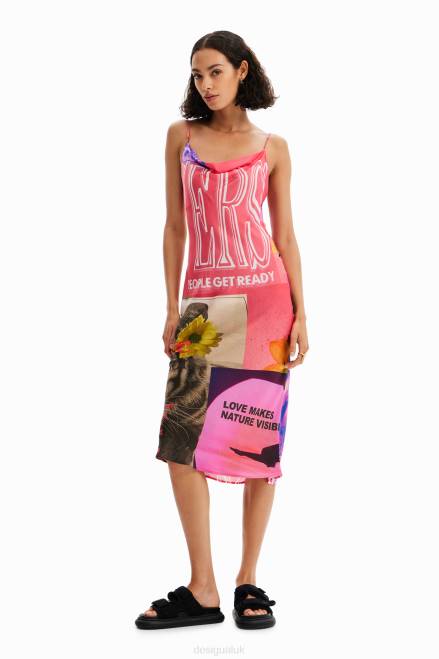Collage lingerie midi dress Desigual Women 2ZPR54 Clothing